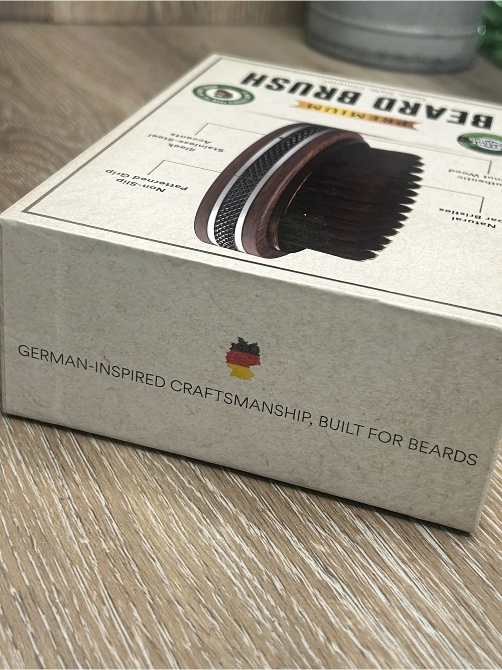 Alpha Organics Premium Beard Brush | Natural Boar Bristle & Walnut Wood NIB